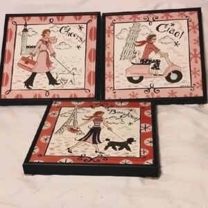 J. Brinley Chic Parisian Wall Art Set - Pink and Black